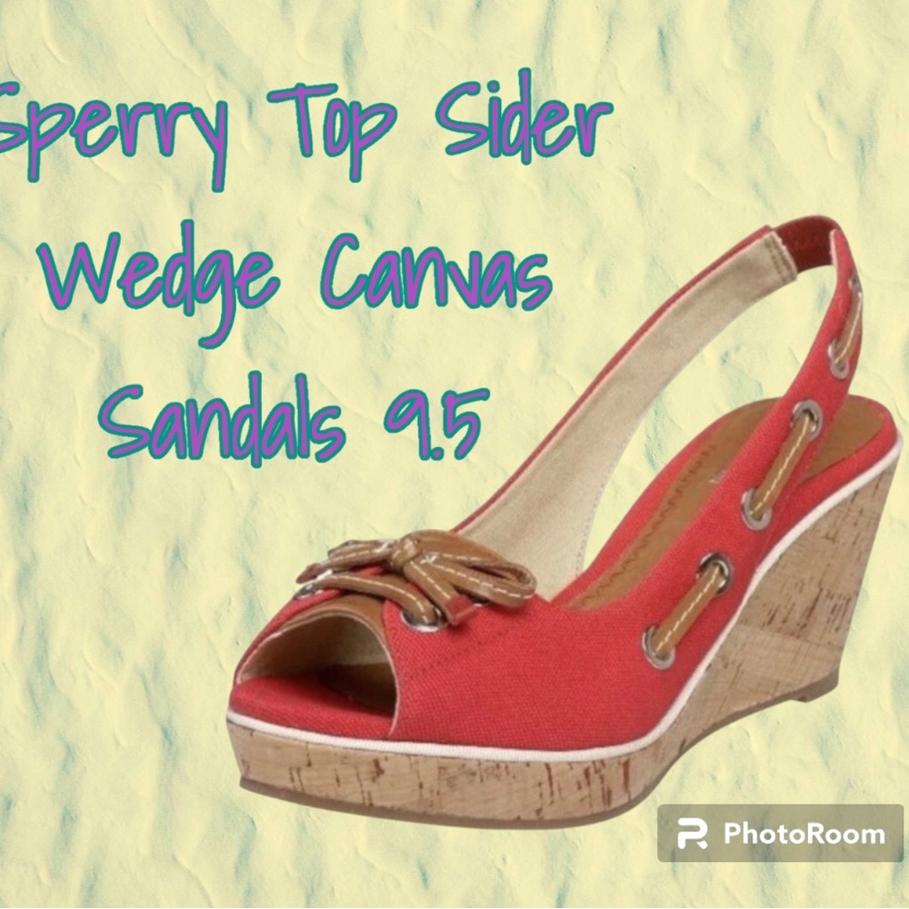 Sperry Women's Red Canvas Wedge Sandals